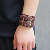 BRACELET DOUBLE EN CUIR NOIR DE VACHETTE